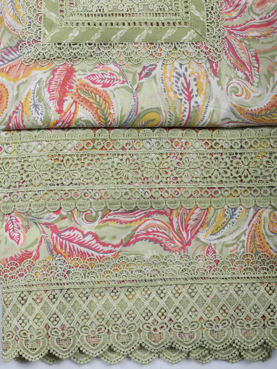 Embroidered Cotton Blend Unstitched Suit With Pant &amp; Dupatta