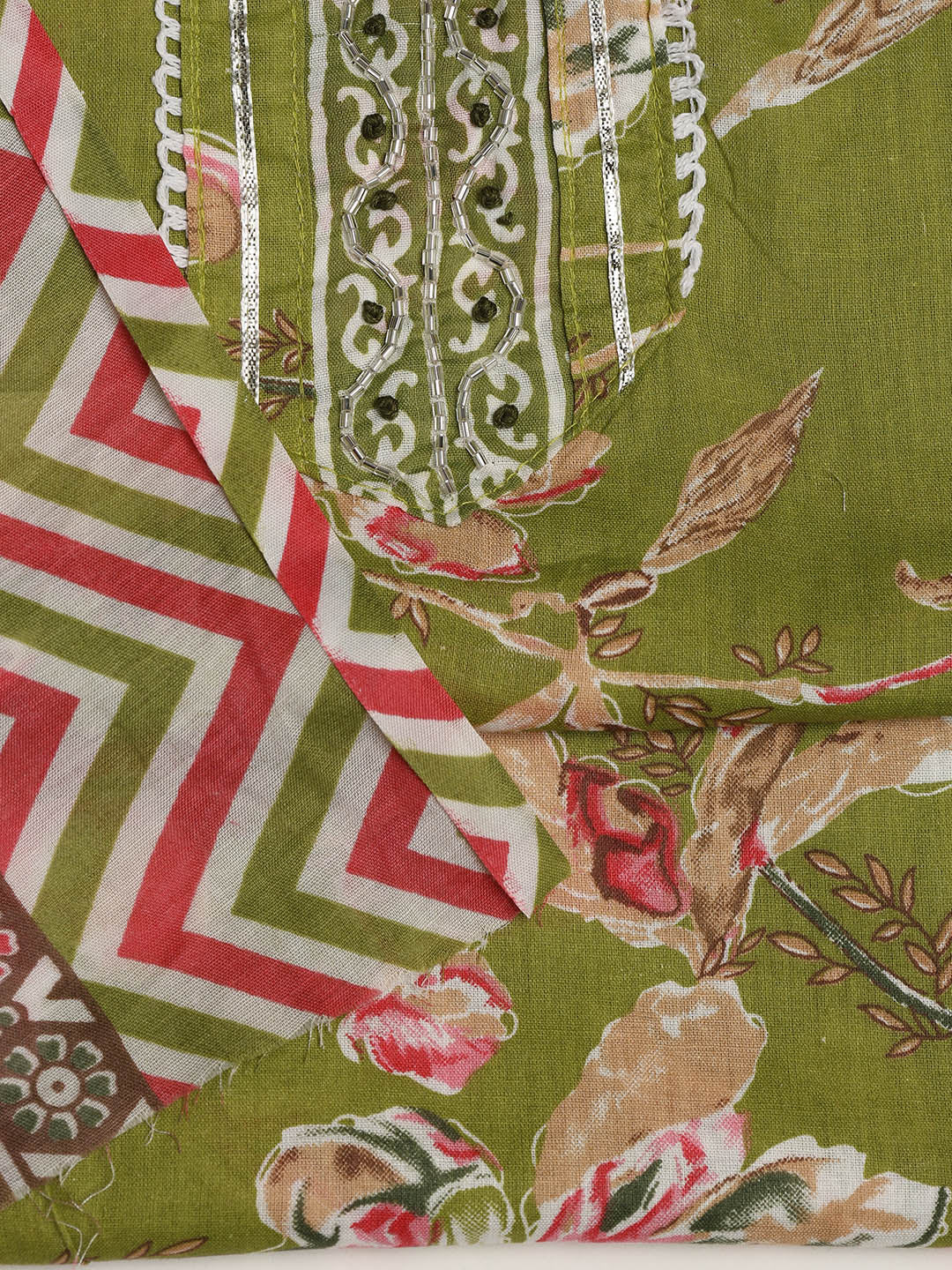 Neck Embroidered Cotton Blend Unstitched Suit With Dupatta