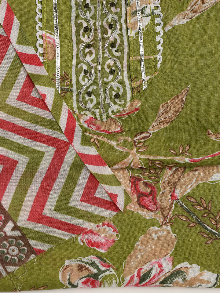 Neck Embroidered Cotton Blend Unstitched Suit With Dupatta