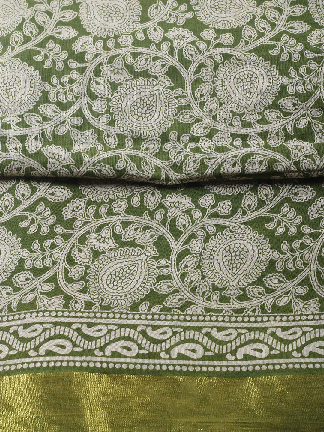 Printed Cotton Blend Unstitched Suit With Pant &amp; Dupatta