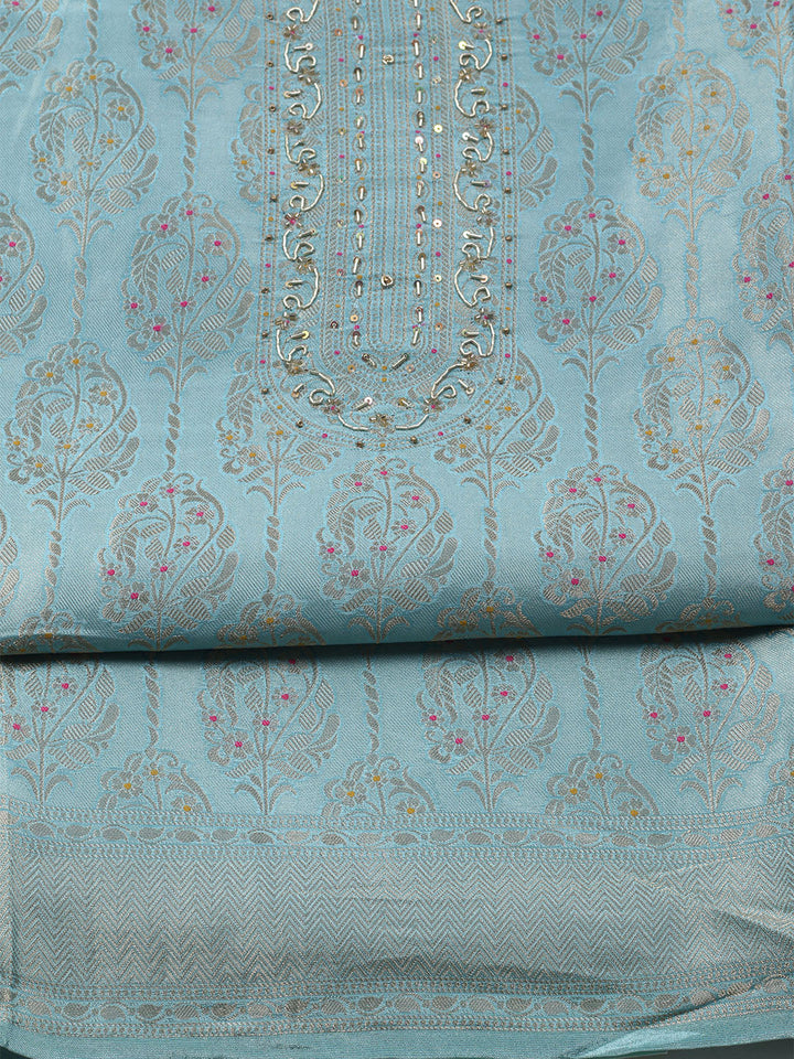 Brocade Chanderi Unstitched Suit With Dupatta