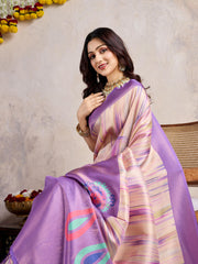 Floral Printed Zari Border Art Silk Woven Saree