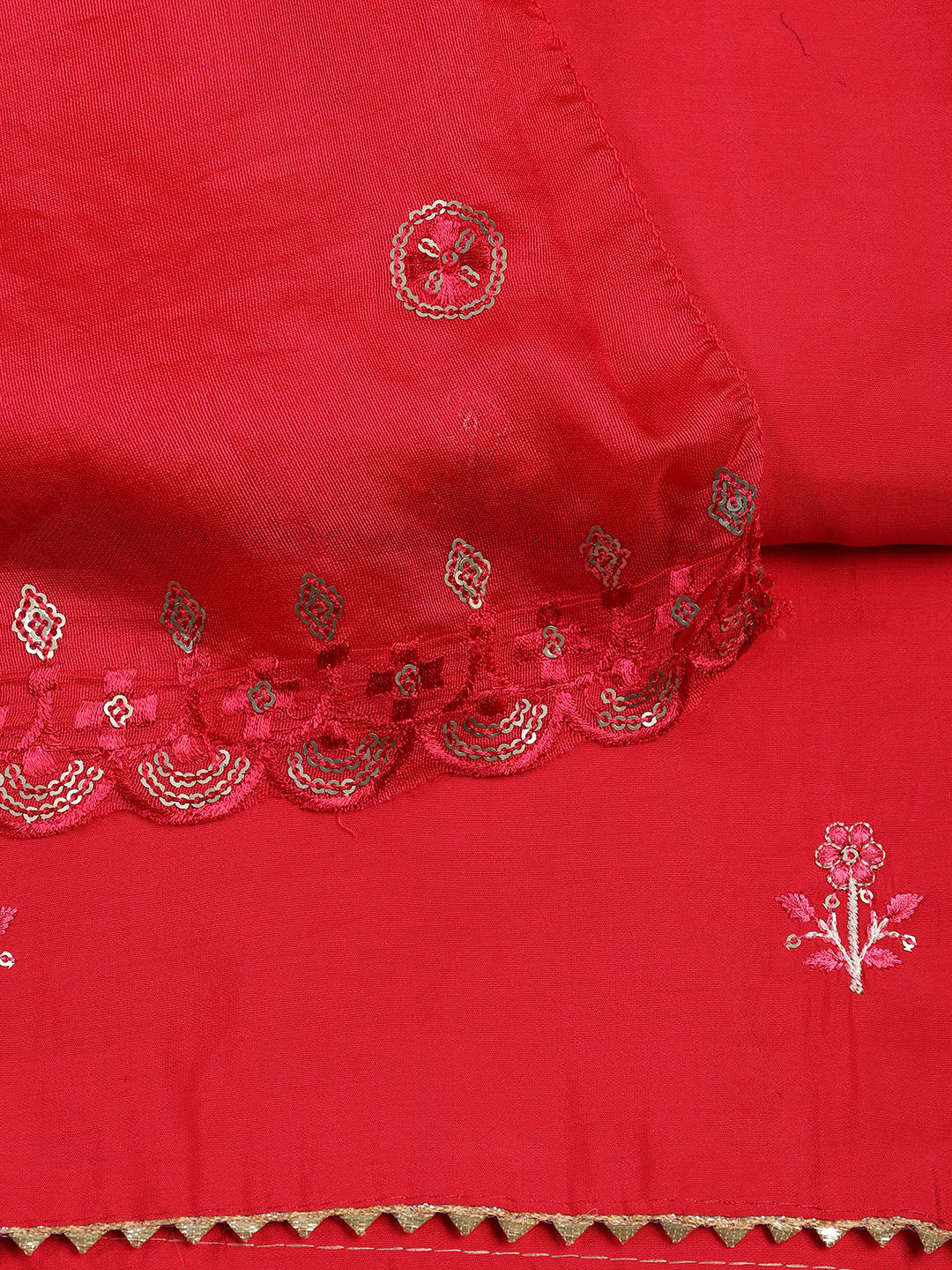 Neck Embroidered Chanderi Unstitched Suit With Dupatta