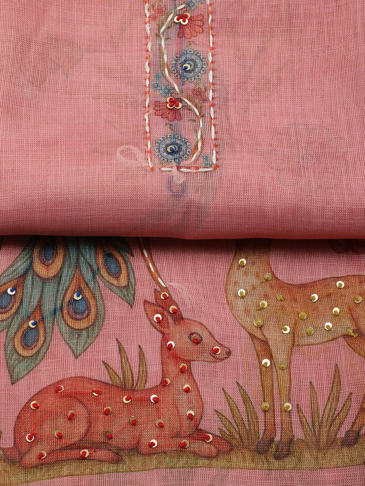 Embroidered Cotton Blend Unstitched Suit With Pant &amp; Dupatta