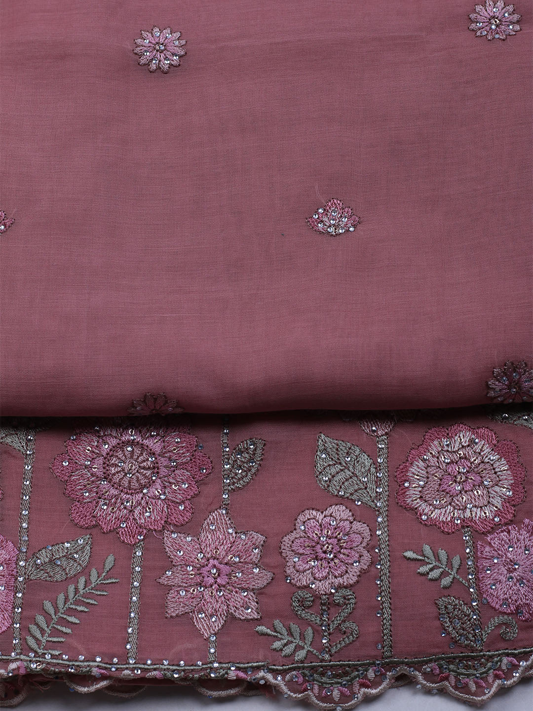 Embroidered Cotton Blend Unstitched Suit With Dupatta