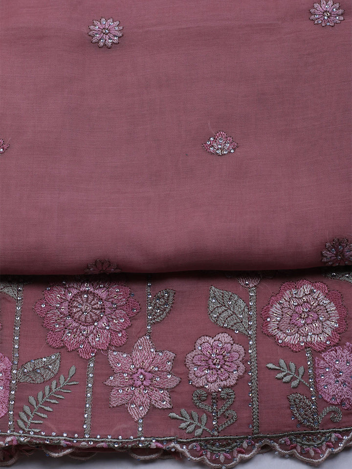 Embroidered Cotton Blend Unstitched Suit With Dupatta