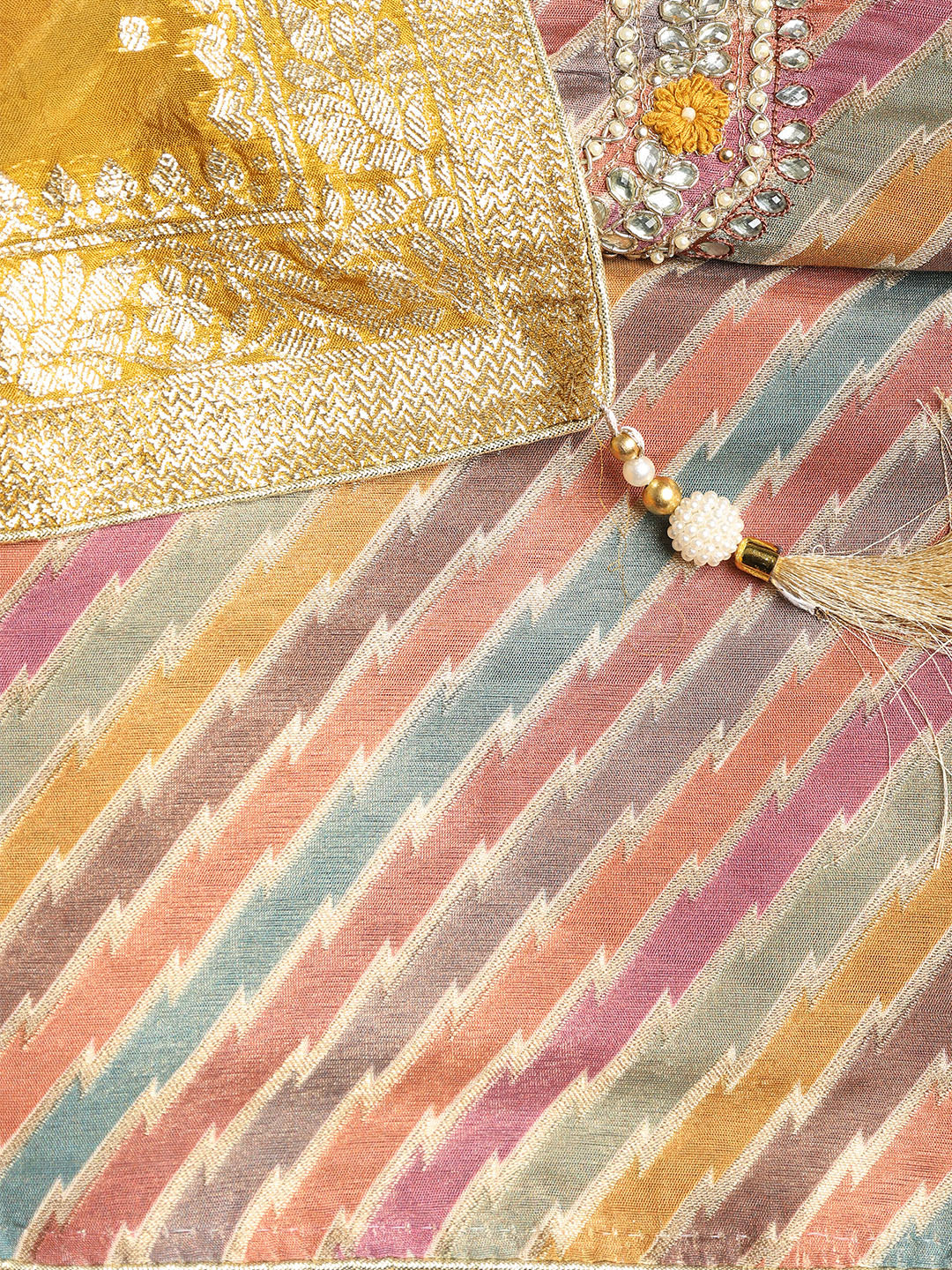 Embroidered Tissue Unstitched Suit With Dupatta