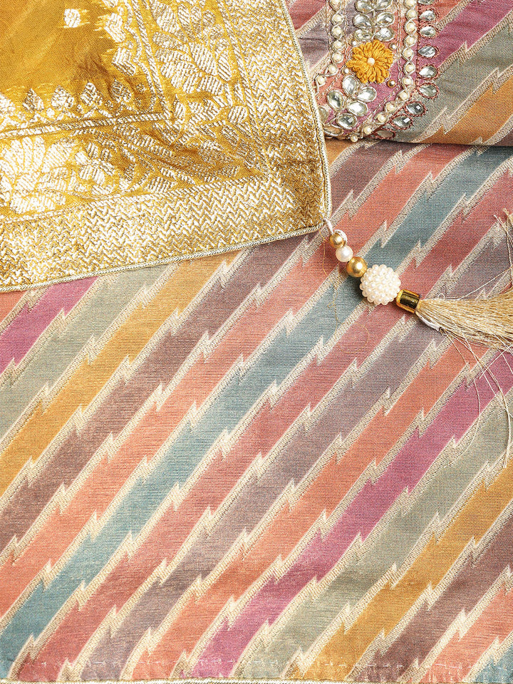 Embroidered Tissue Unstitched Suit With Dupatta