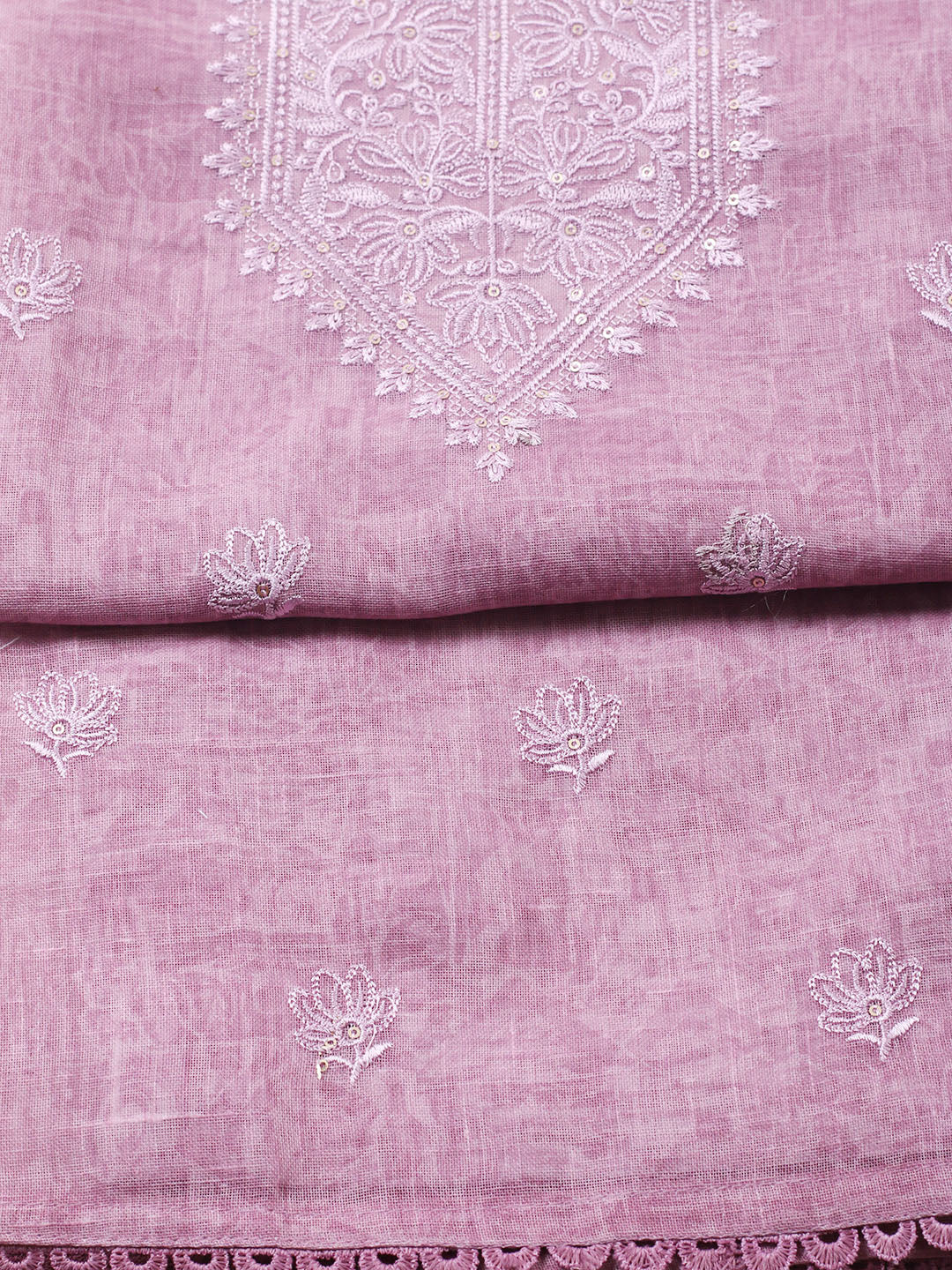 Embroidered Linen Blend UnstitchedSuit With Pant &amp; Dupatta
