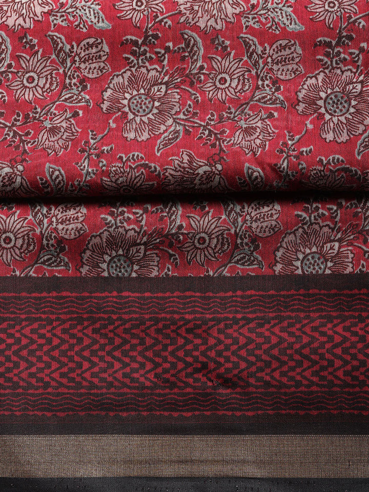 Printed, Cotton Blend Unstitched Suit With Pant &amp; Dupatta
