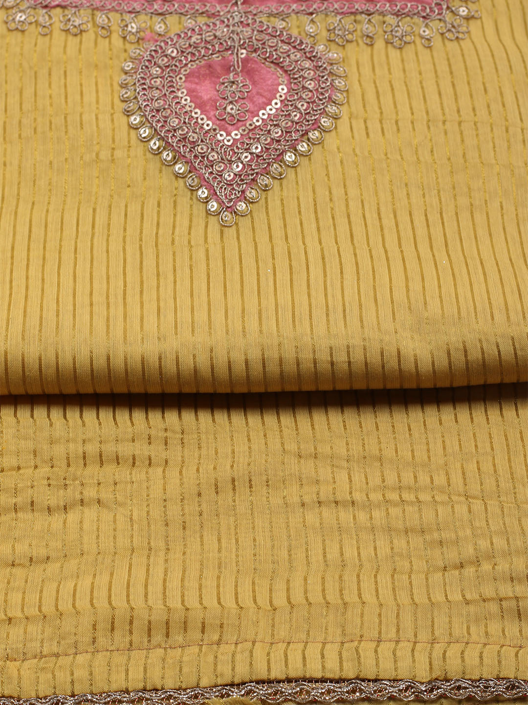 Neck Embroidered Chanderi Unstitched Suit With Dupatta