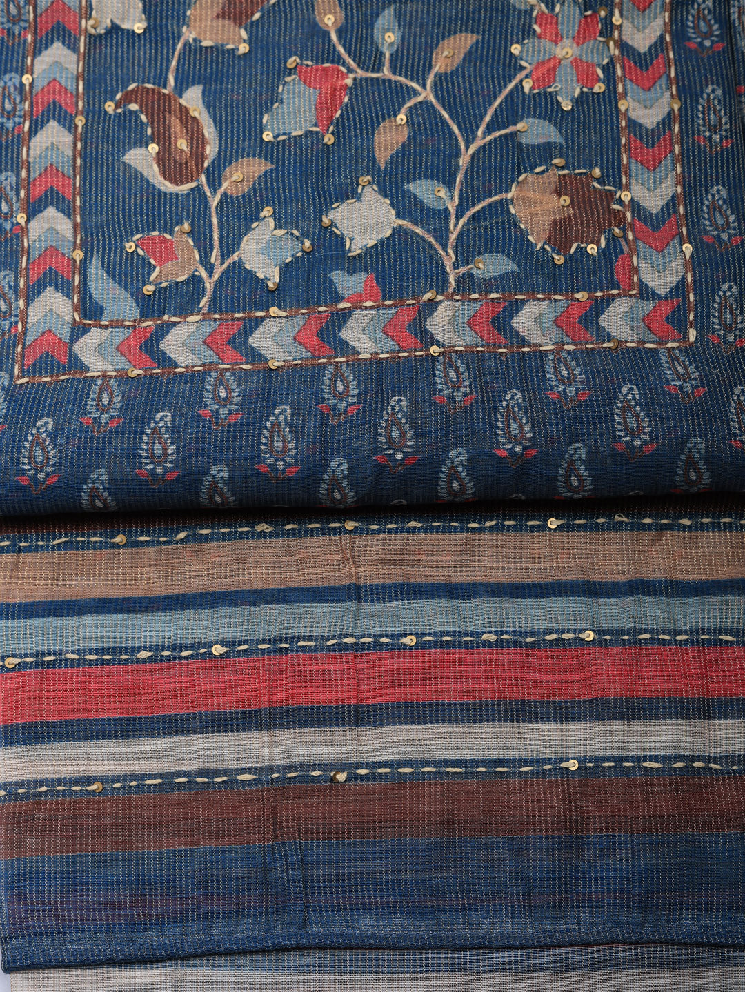 Embroidered Tissue Unstitched Suit With Pant &amp; Dupatta