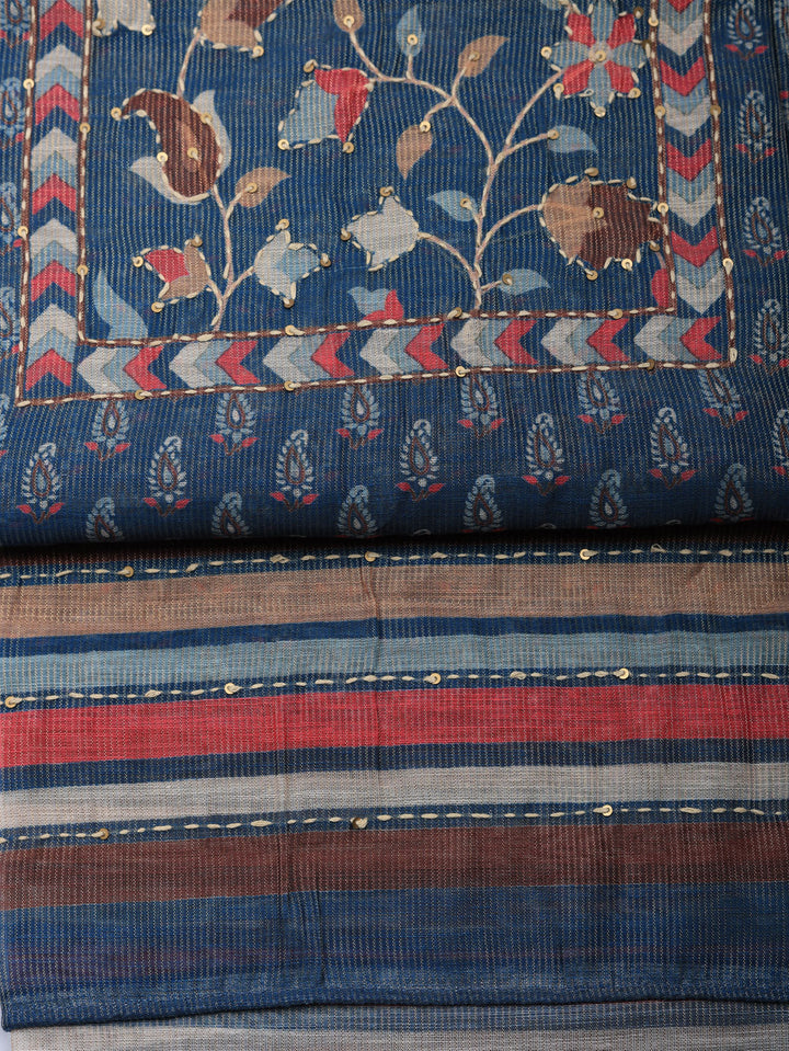 Embroidered Tissue Unstitched Suit With Pant &amp; Dupatta