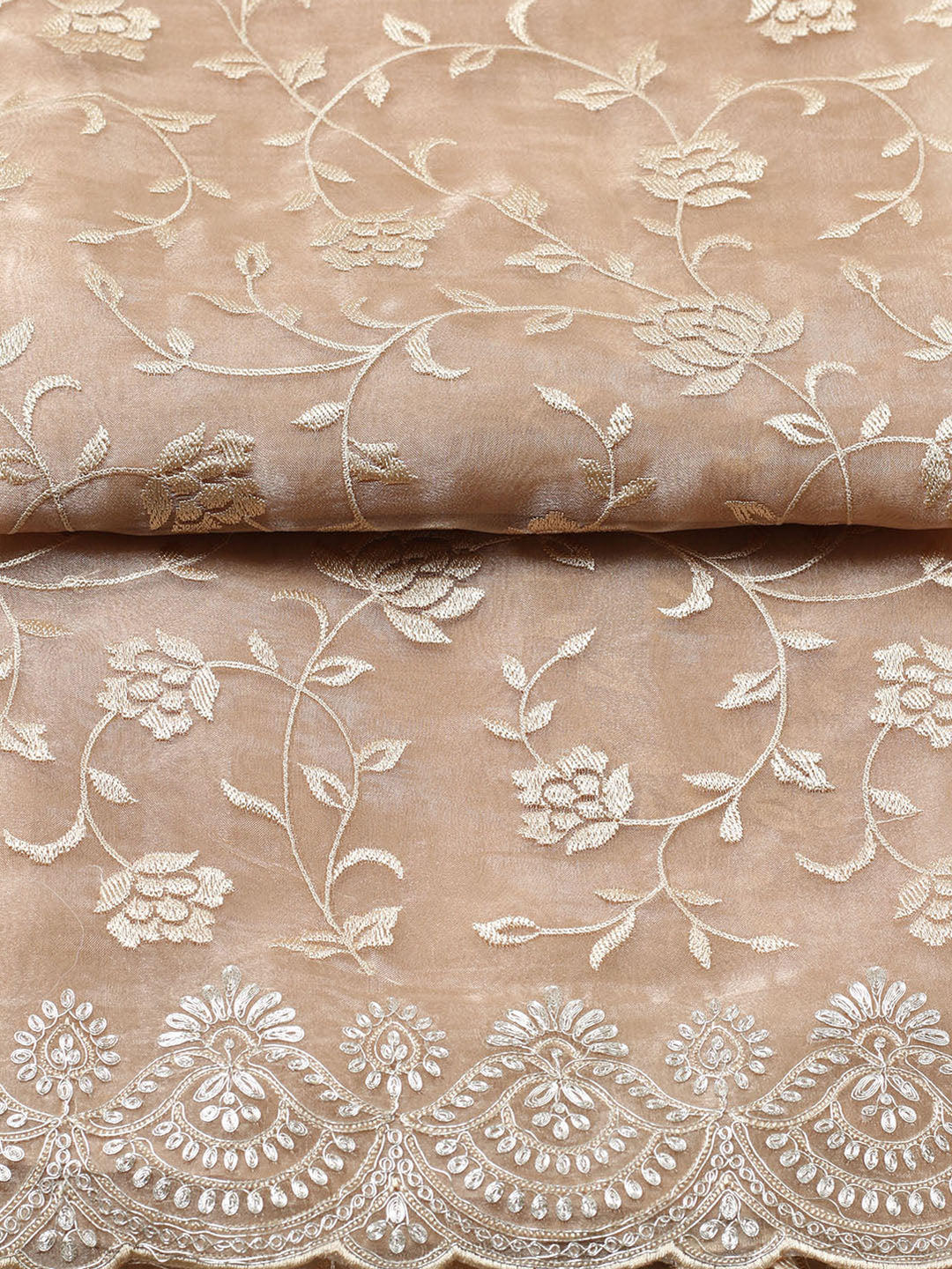 Embroidered Tissue Unstitched Suit With Pant &amp; Dupatta