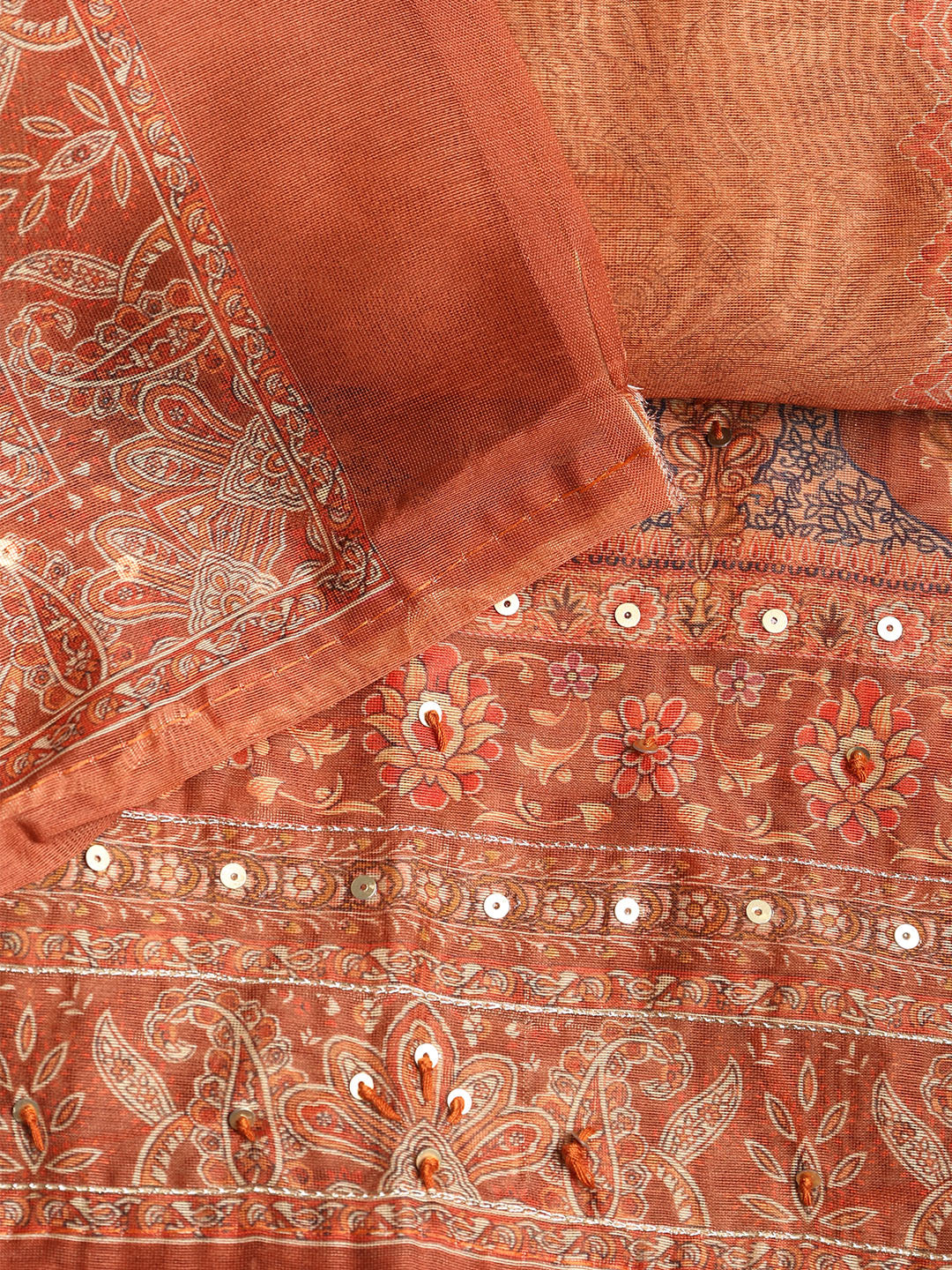 Printed Booti Chanderi Unstitched Suit With Dupatta