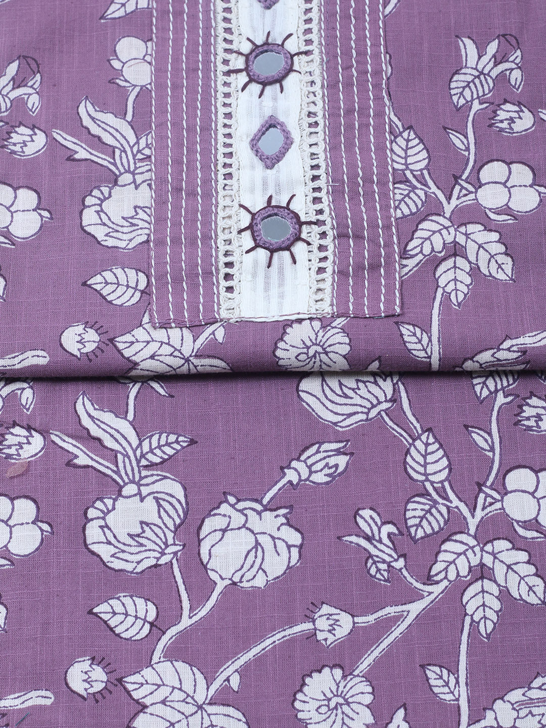 Embroidered Cotton Blend Unstitched Suit With Pant &amp; Dupatta