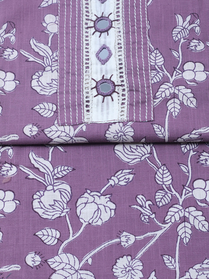 Embroidered Cotton Blend Unstitched Suit With Pant &amp; Dupatta