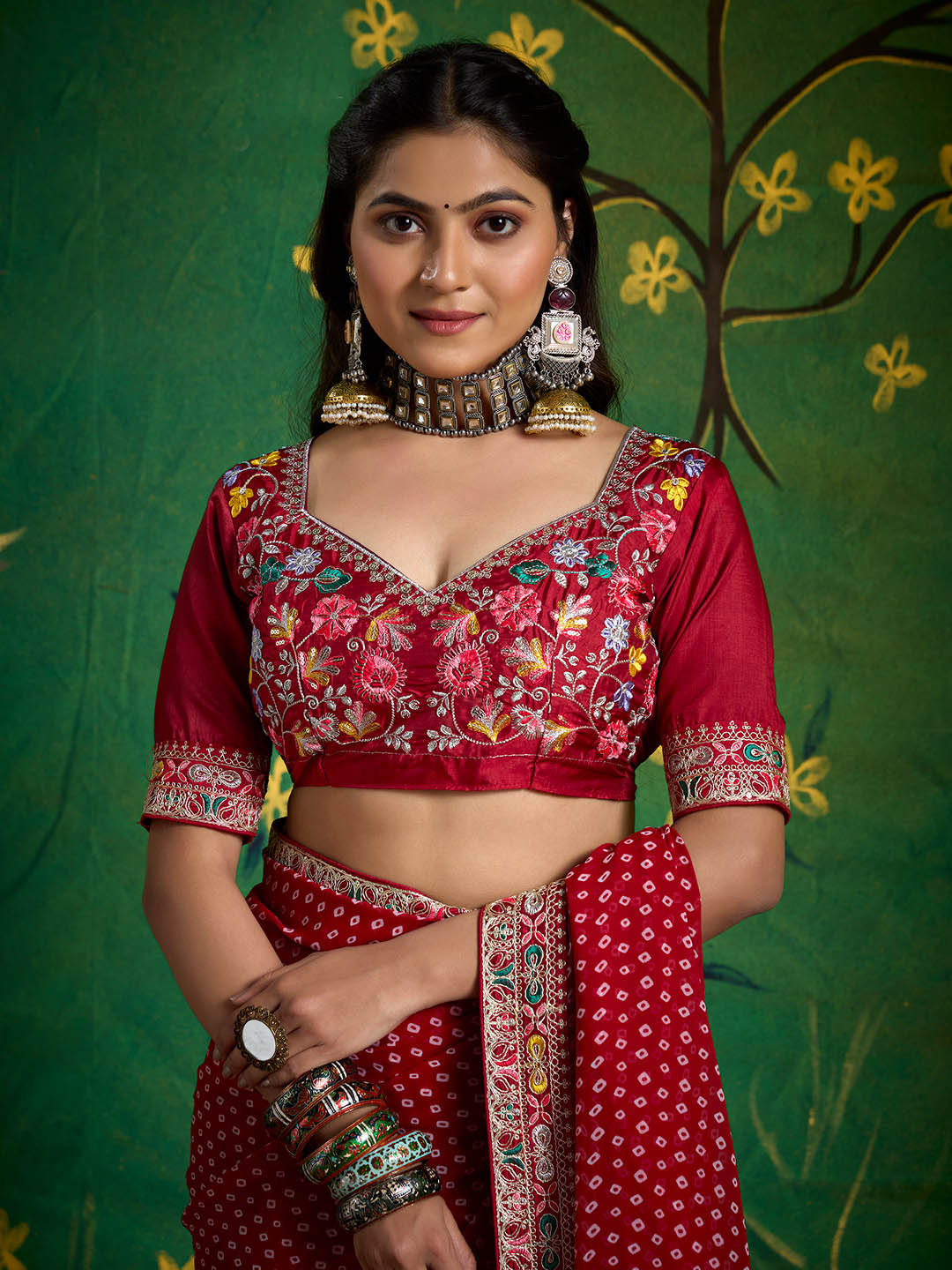 Bandhani Print Georgette Saree