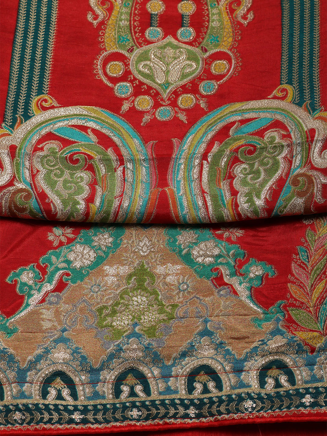 Woven Banarasi Art Silk Unstitched Suit With Dupatta