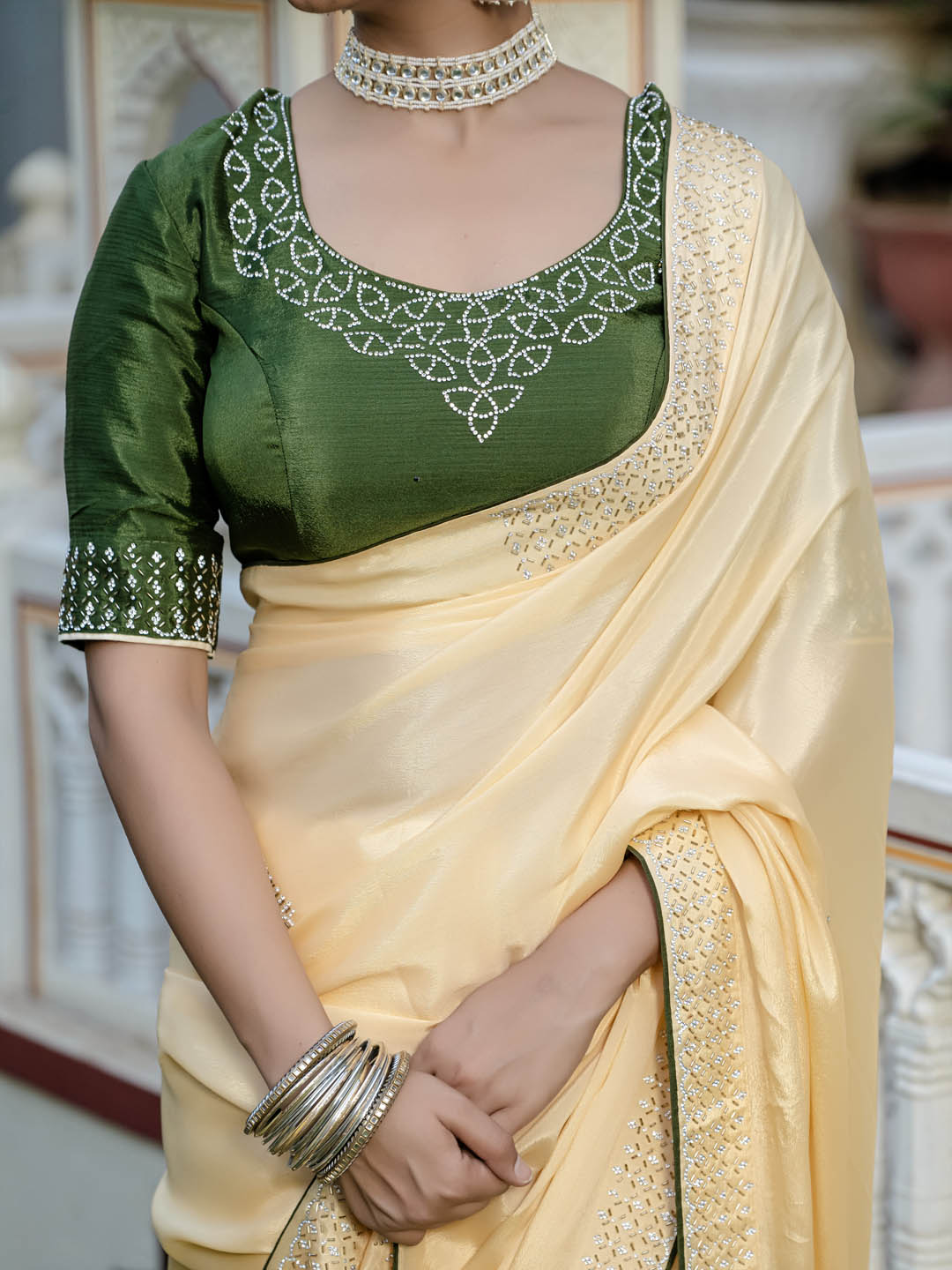Sequence Embroidery Art Silk Saree