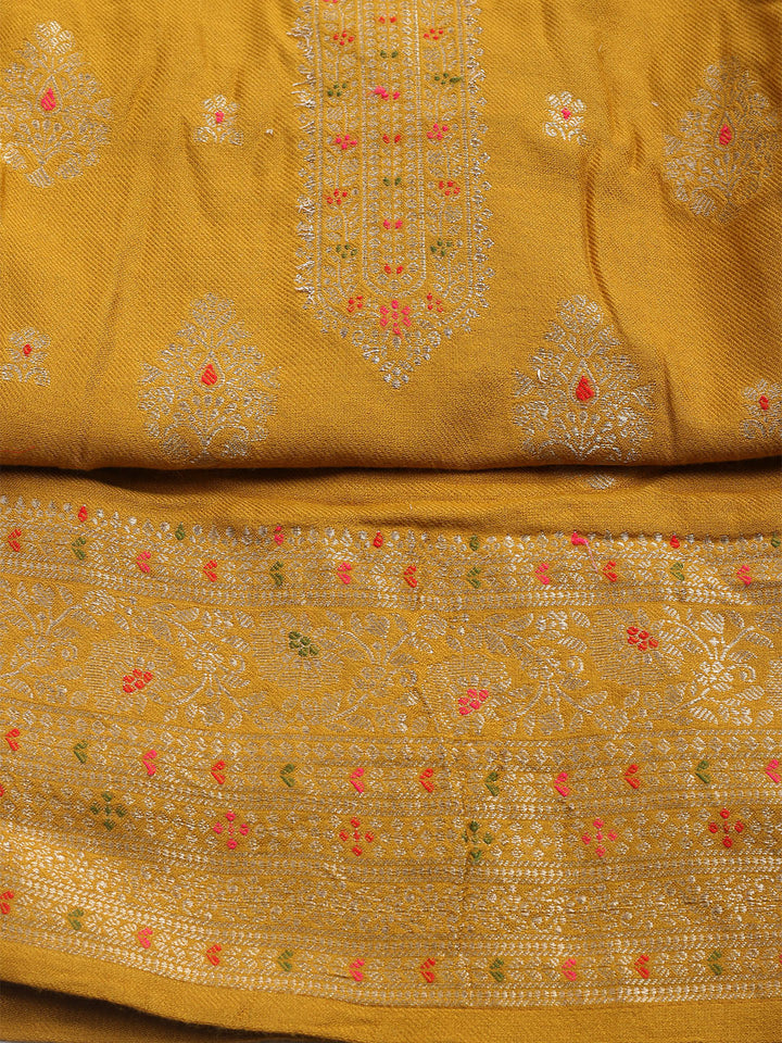 Pashmina Woven Design Unstitched Kurta With Pant &amp; Dupatta