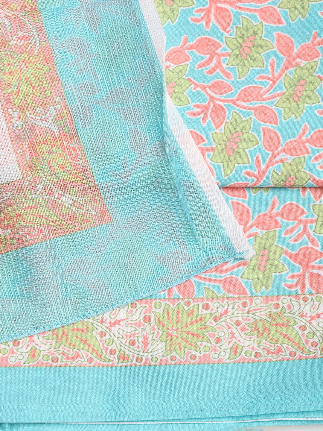 Printed Cotton Blend Unstitched Suit With Dupatta