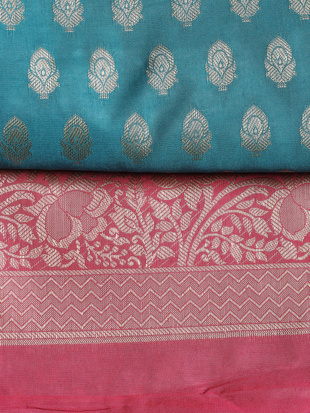 Woven Banarasi Chanderi Unstitched Suit With Dupatta