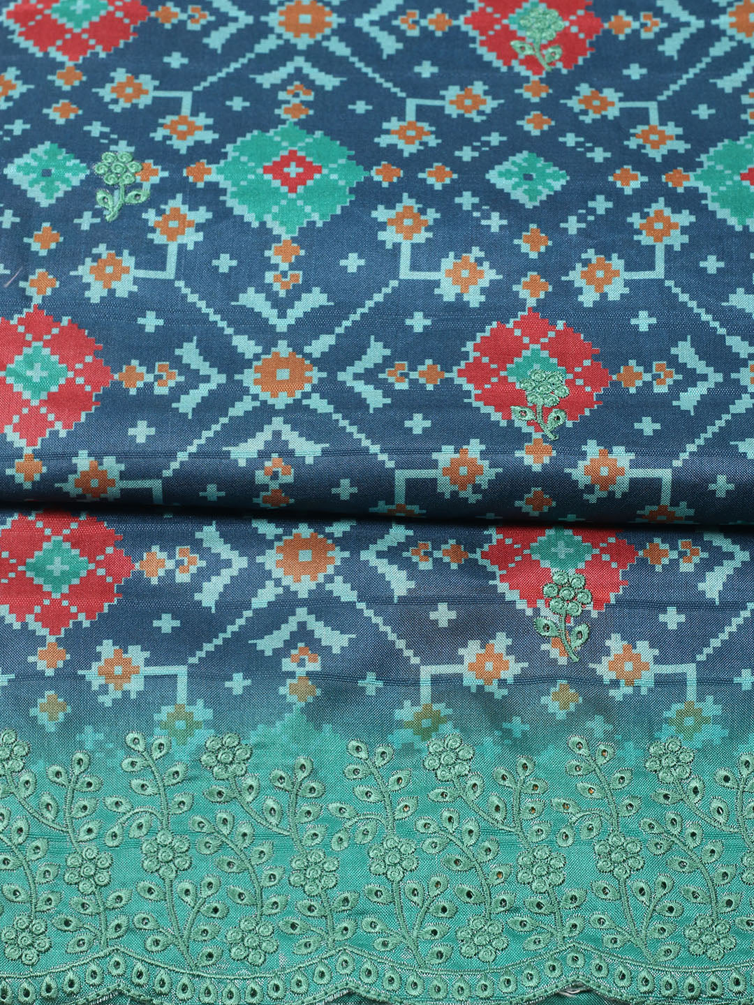 Woven Design Art Silk Unstitched Suit With Pant Dupatta