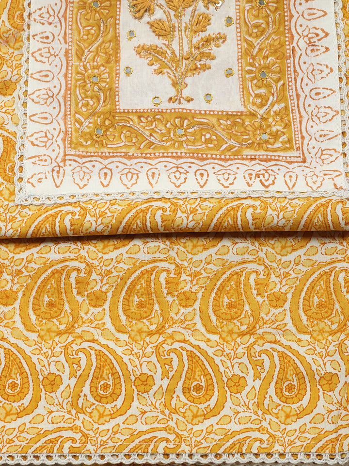 Embroidered Cotton Blend Unstitched Suit With Pant &amp; Dupatta