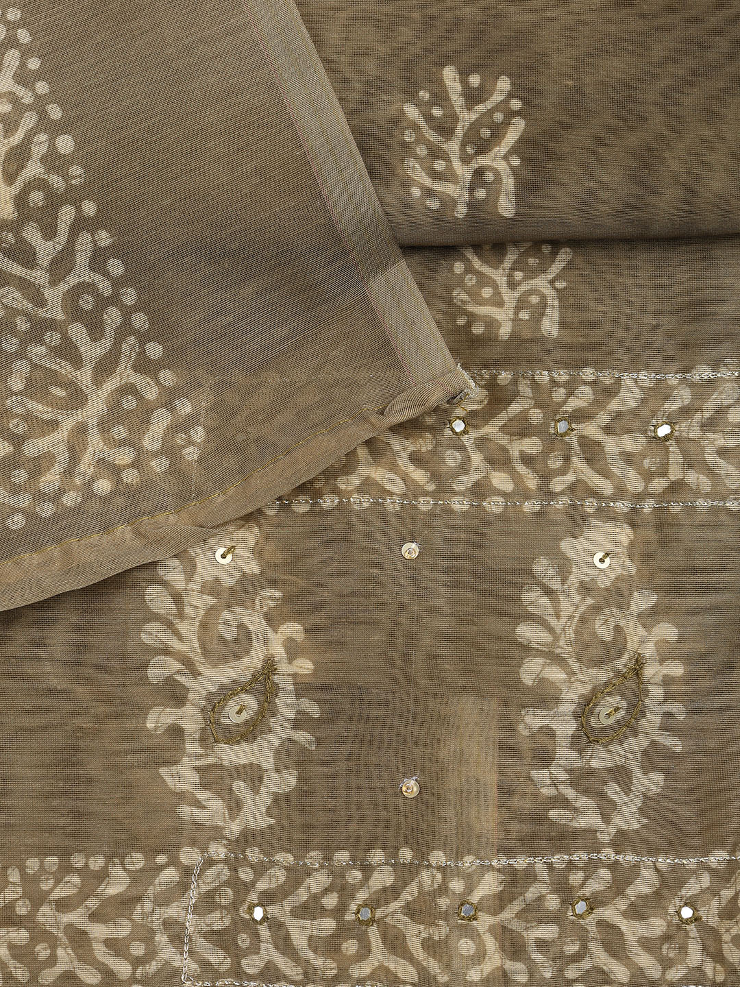 Embroidered Chanderi Unstitched Suit With Dupatta