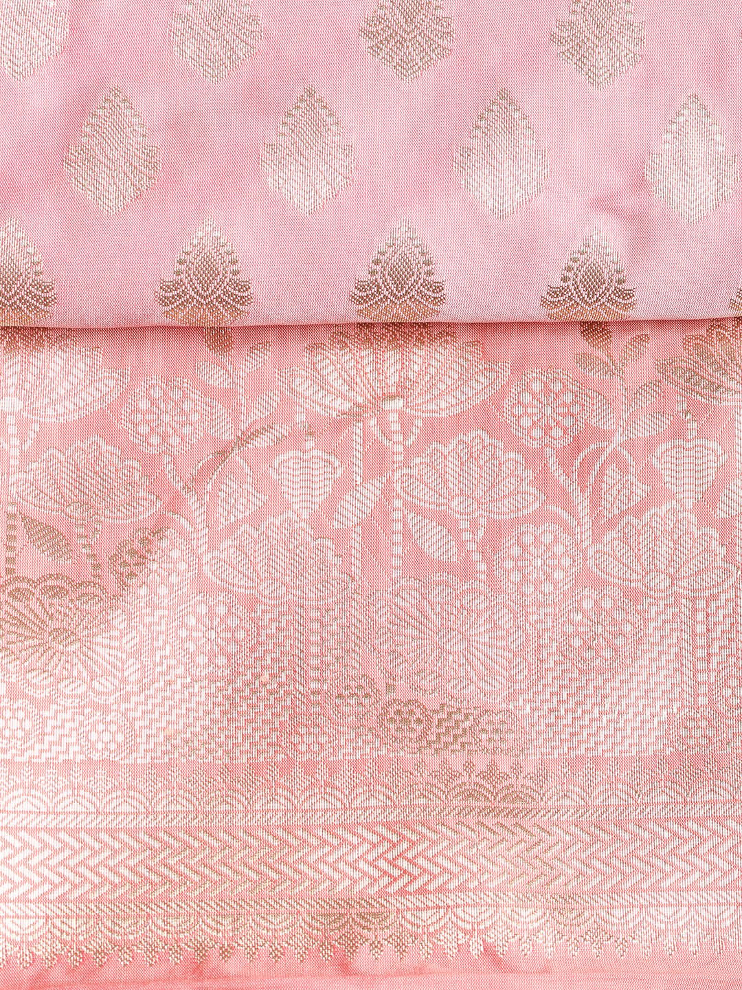 Woven Banarasi Chanderi Unstitched Suit With Dupatta