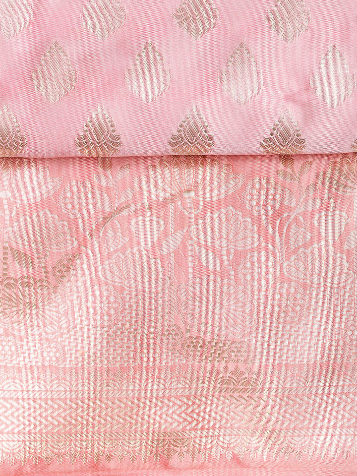 Woven Banarasi Chanderi Unstitched Suit With Dupatta