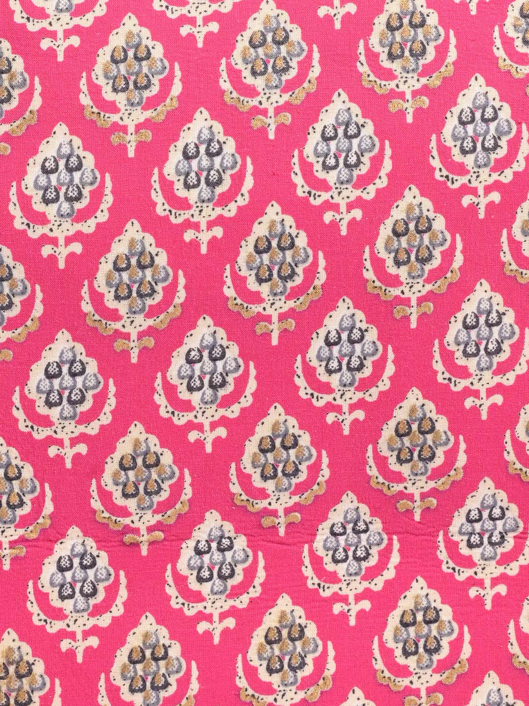 Pink Printed Cotton Handbag With Clutch