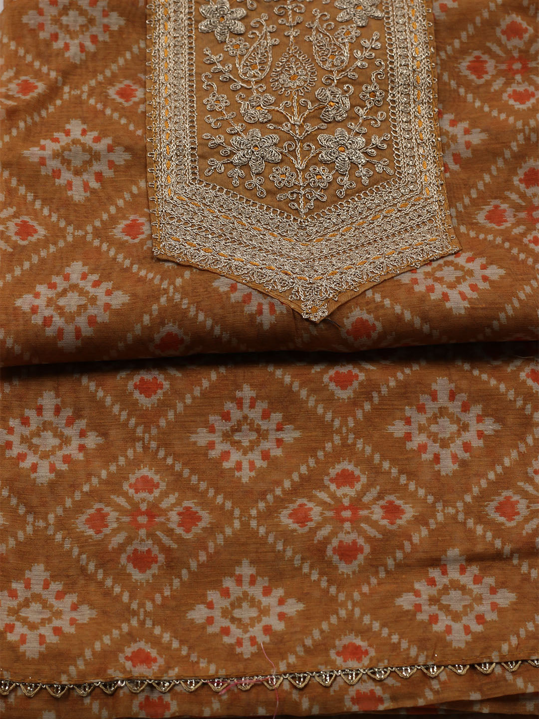 Embroidered Chanderi Unstitched Suit With Dupatta