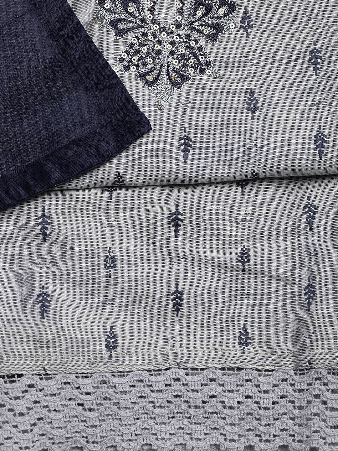 Embroidered Cotton Blend Unstitched Suit With Dupatta