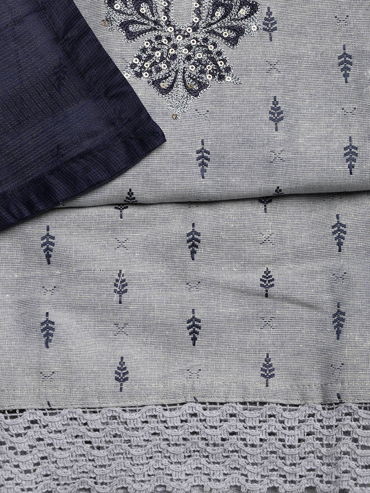 Embroidered Cotton Blend Unstitched Suit With Dupatta