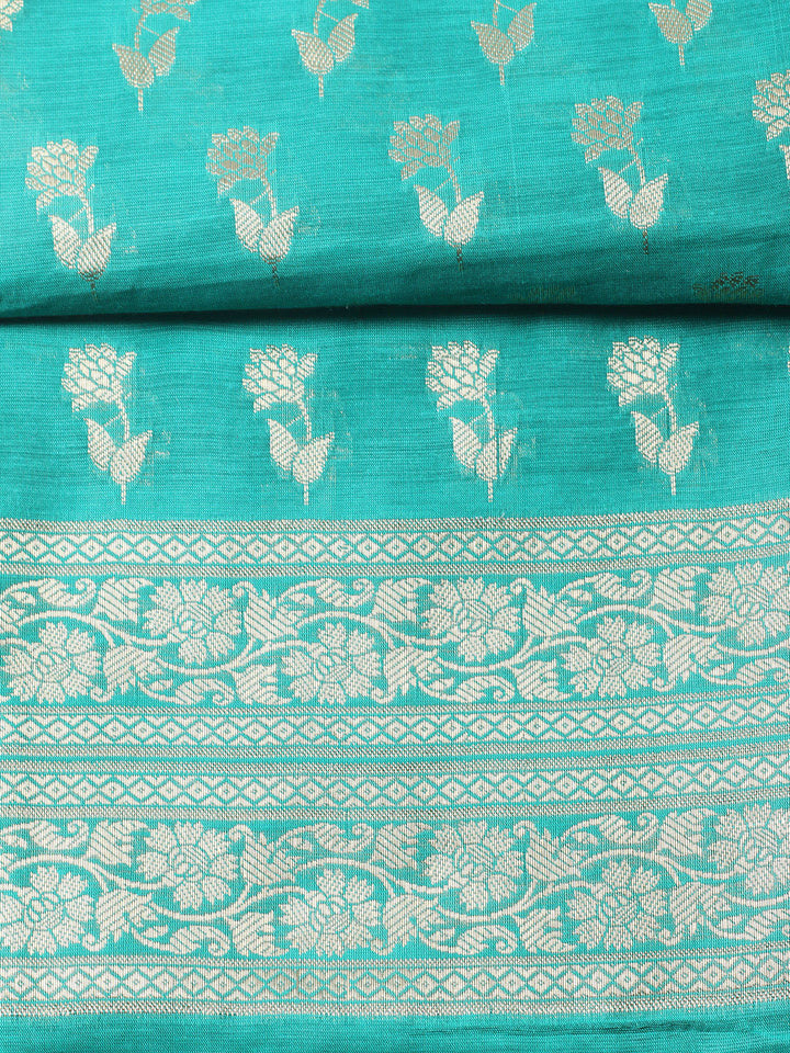 Woven Design Chanderi Unstitched Suit With Pant &amp; Dupatta