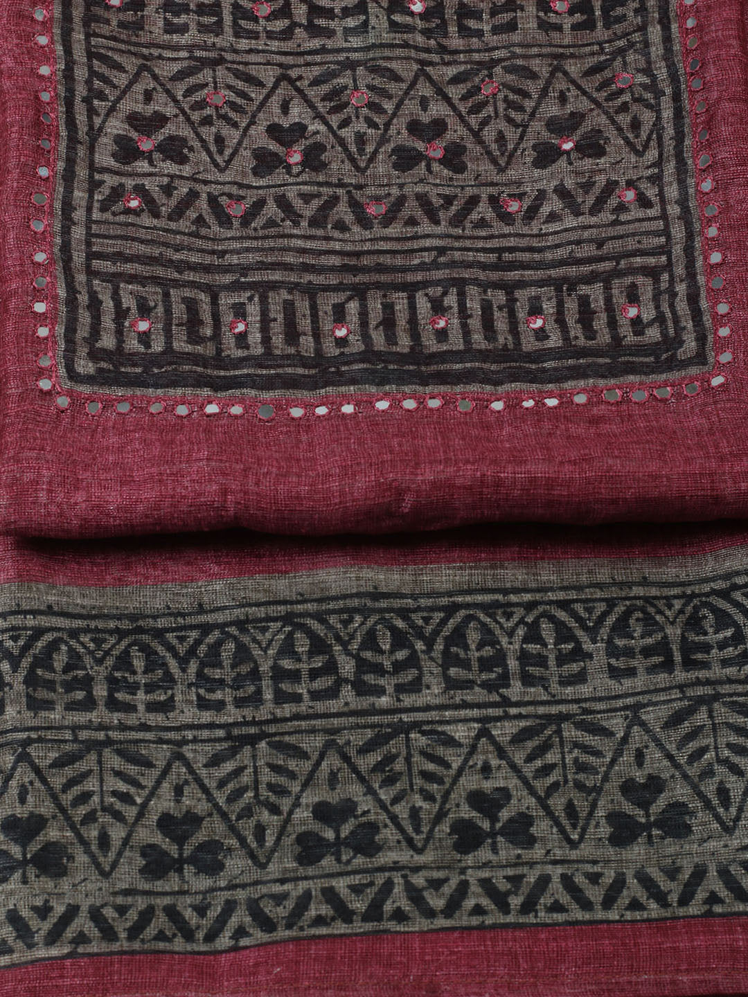 Printed Chanderi Unstitched Suit With Pant &amp; Dupatta