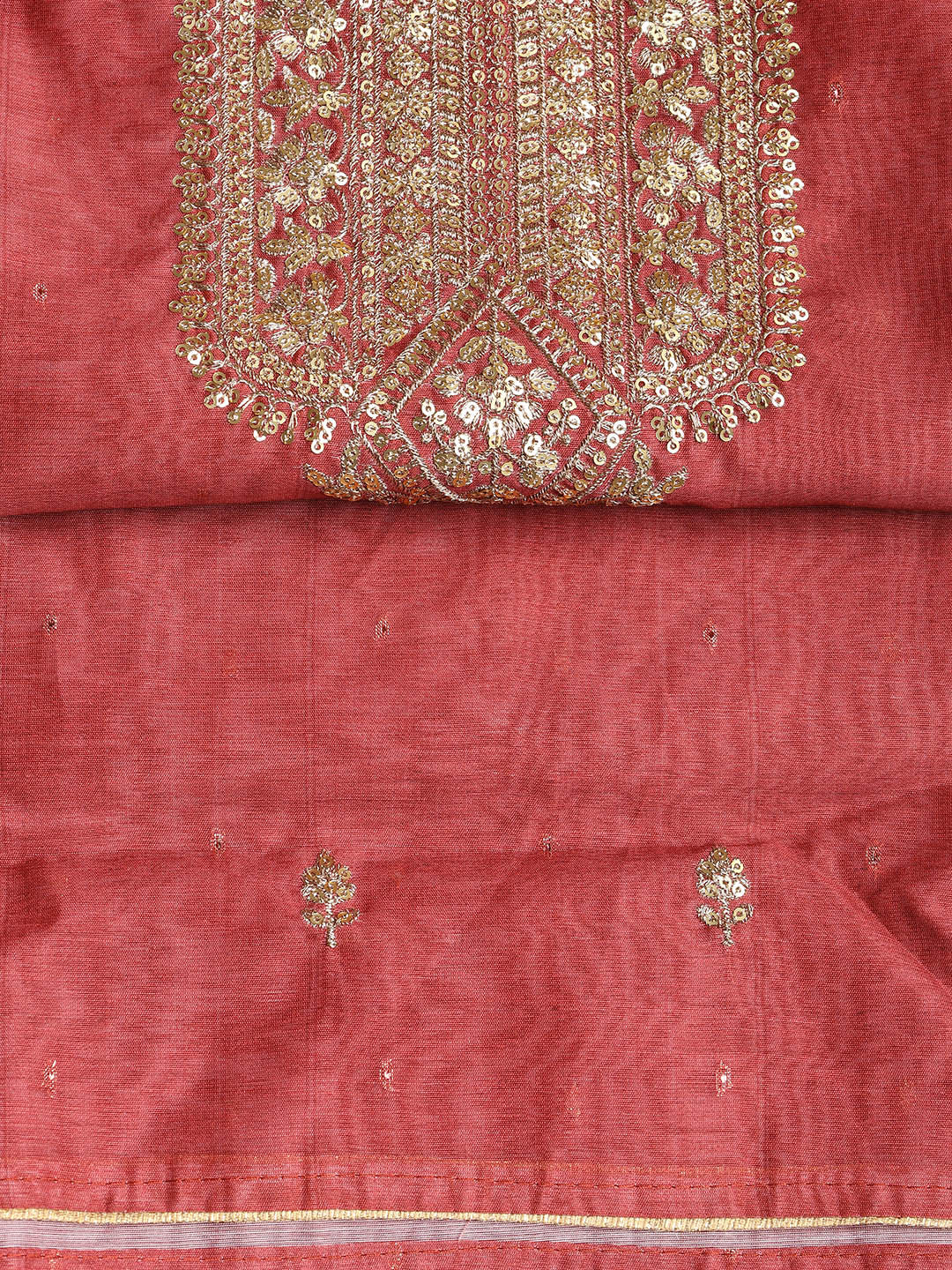 Sequence Work Chanderi Unstitched Suit With Dupatta