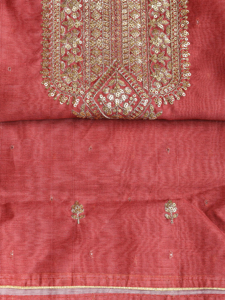 Sequence Work Chanderi Unstitched Suit With Dupatta
