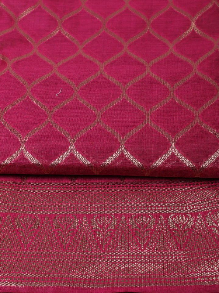 Woven Design Chanderi Unstitched Suit With Pant &amp; Dupatta