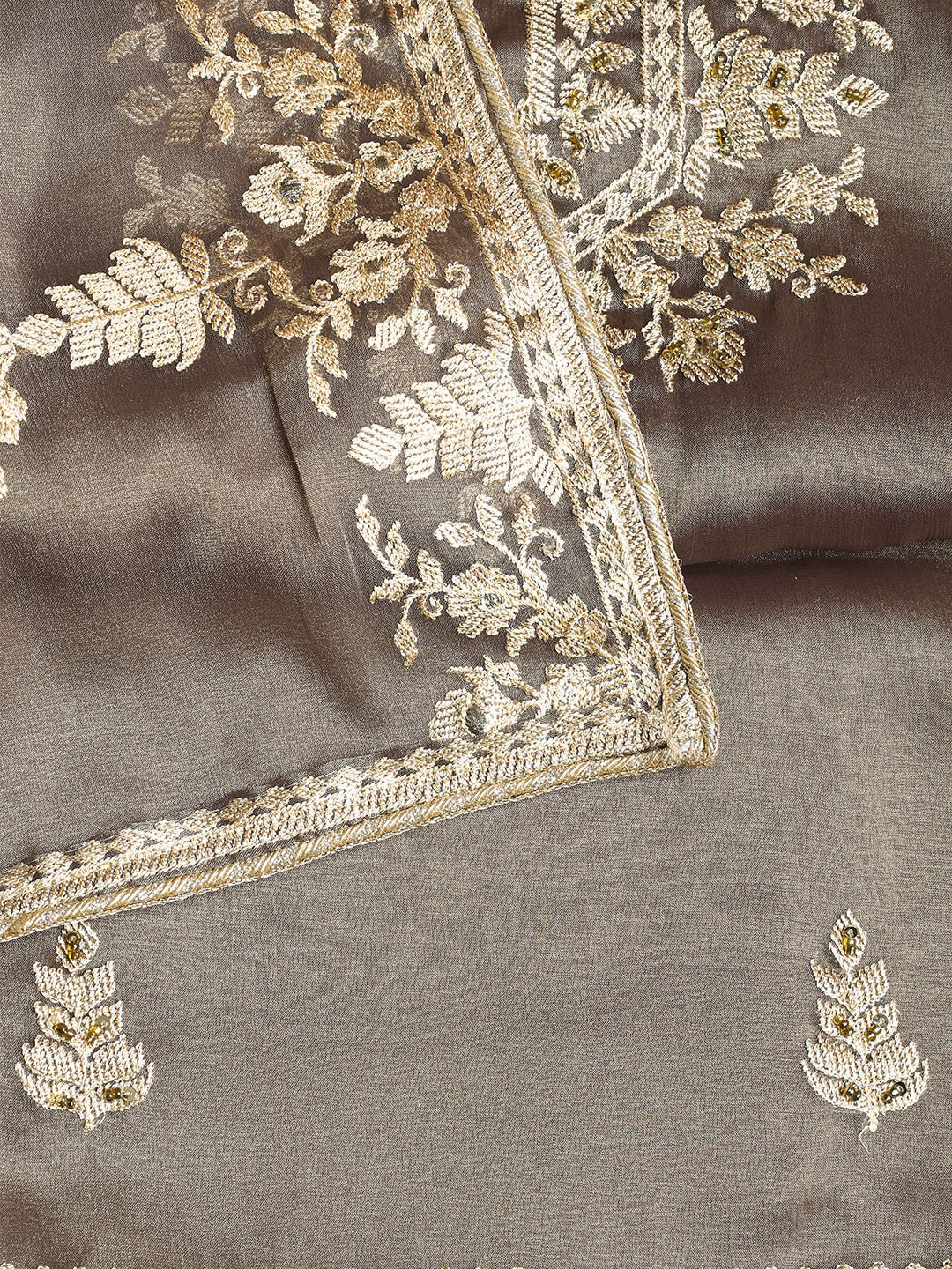 Embroidered Organza Unstitched Suit With Dupatta