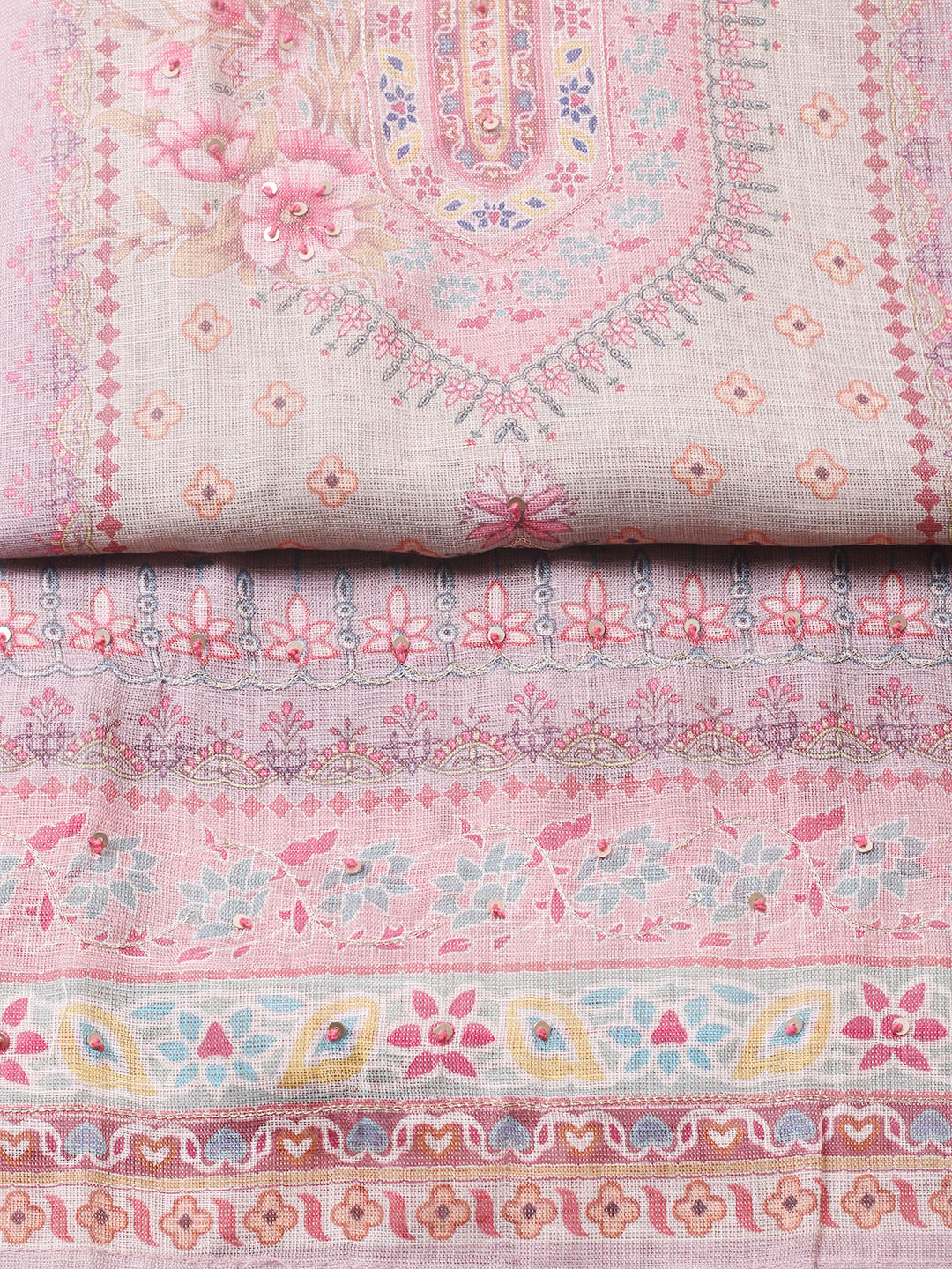 Printed Tissue Unstitched Suit With Pant &amp; Dupatta
