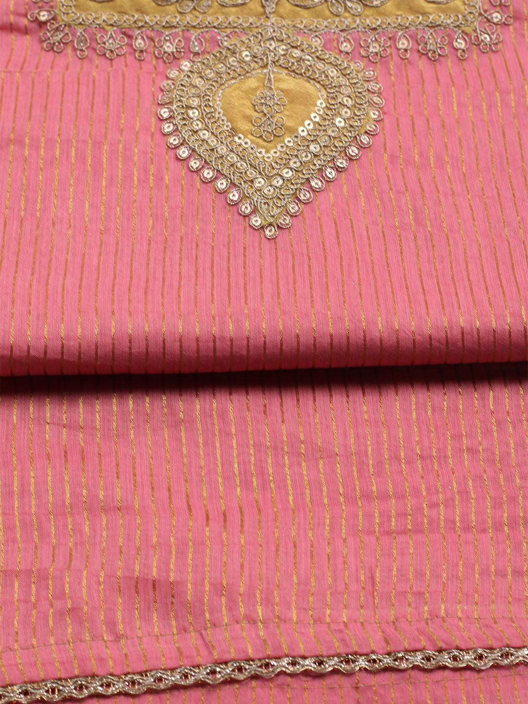 Neck Embroidered Chanderi Unstitched Suit With Dupatta