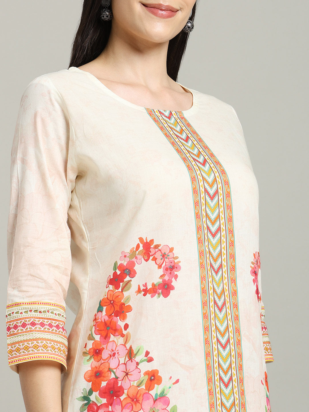 Printed Cotton Blend Kurta With Palazzo