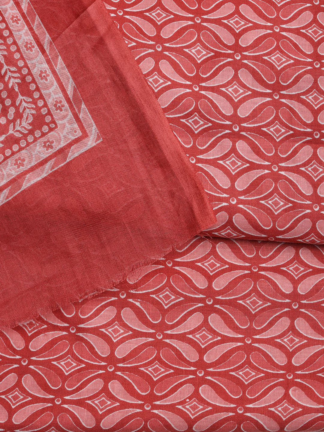 Printed Cotton Blend Unstitched Suit With Dupatta