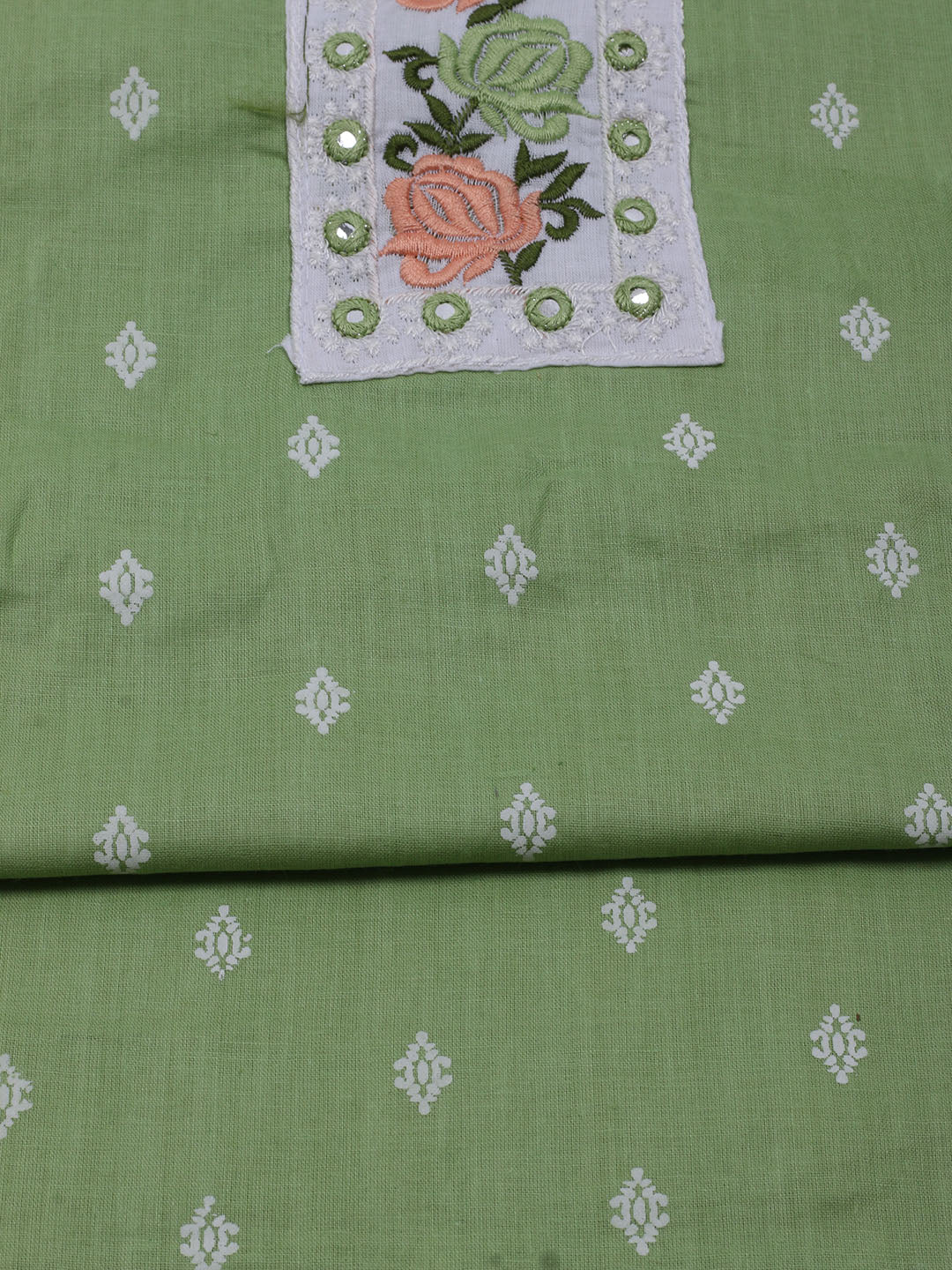 Printed Cotton Blend Unstitched Suit With Dupatta