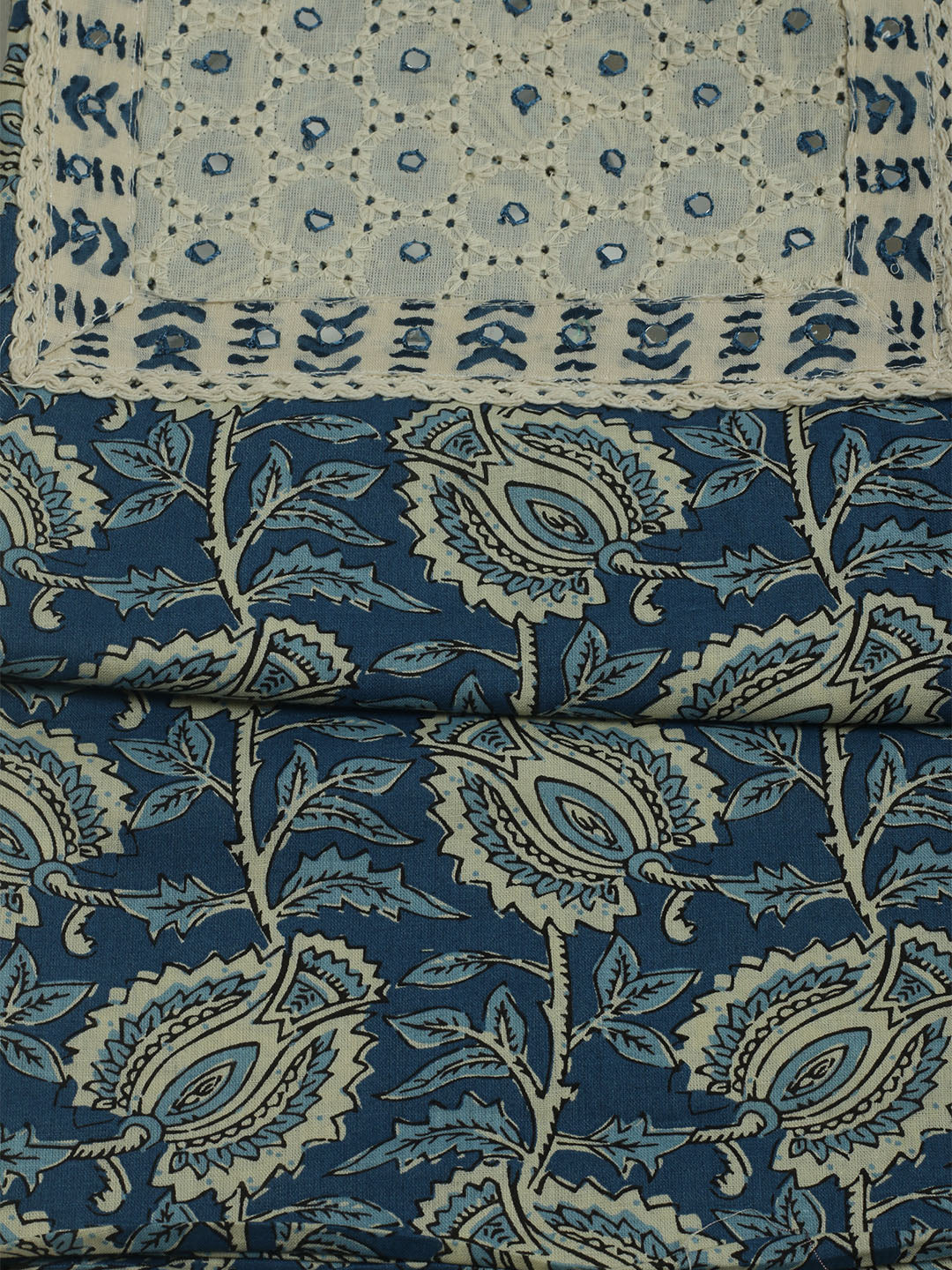 Printed Cotton Unstitched Suits Printed Suit With Pant &amp; Dupatta