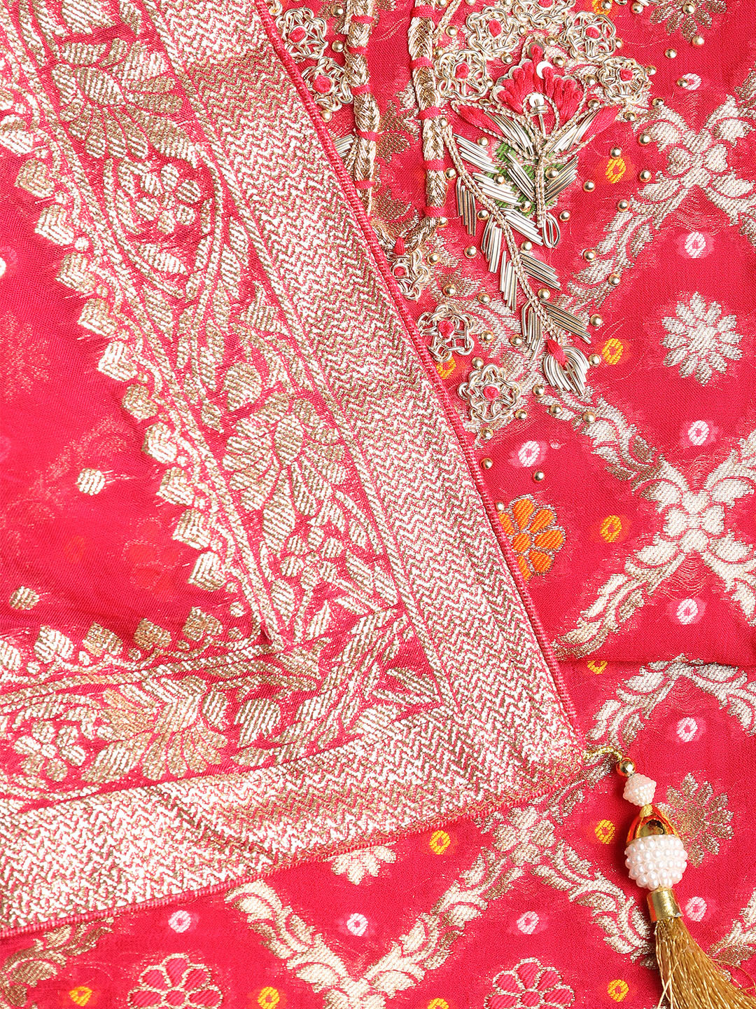 Neck Embroidered Georgette Unstitched Suit With Dupatta