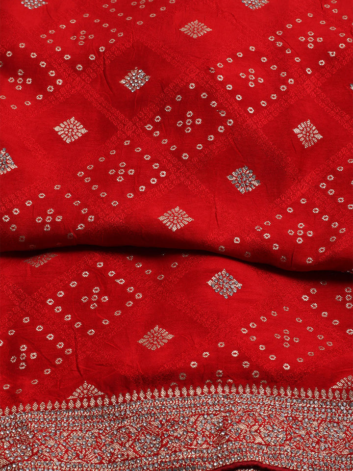 Embroidered Art Silk Unstitched Suit With Dupatta